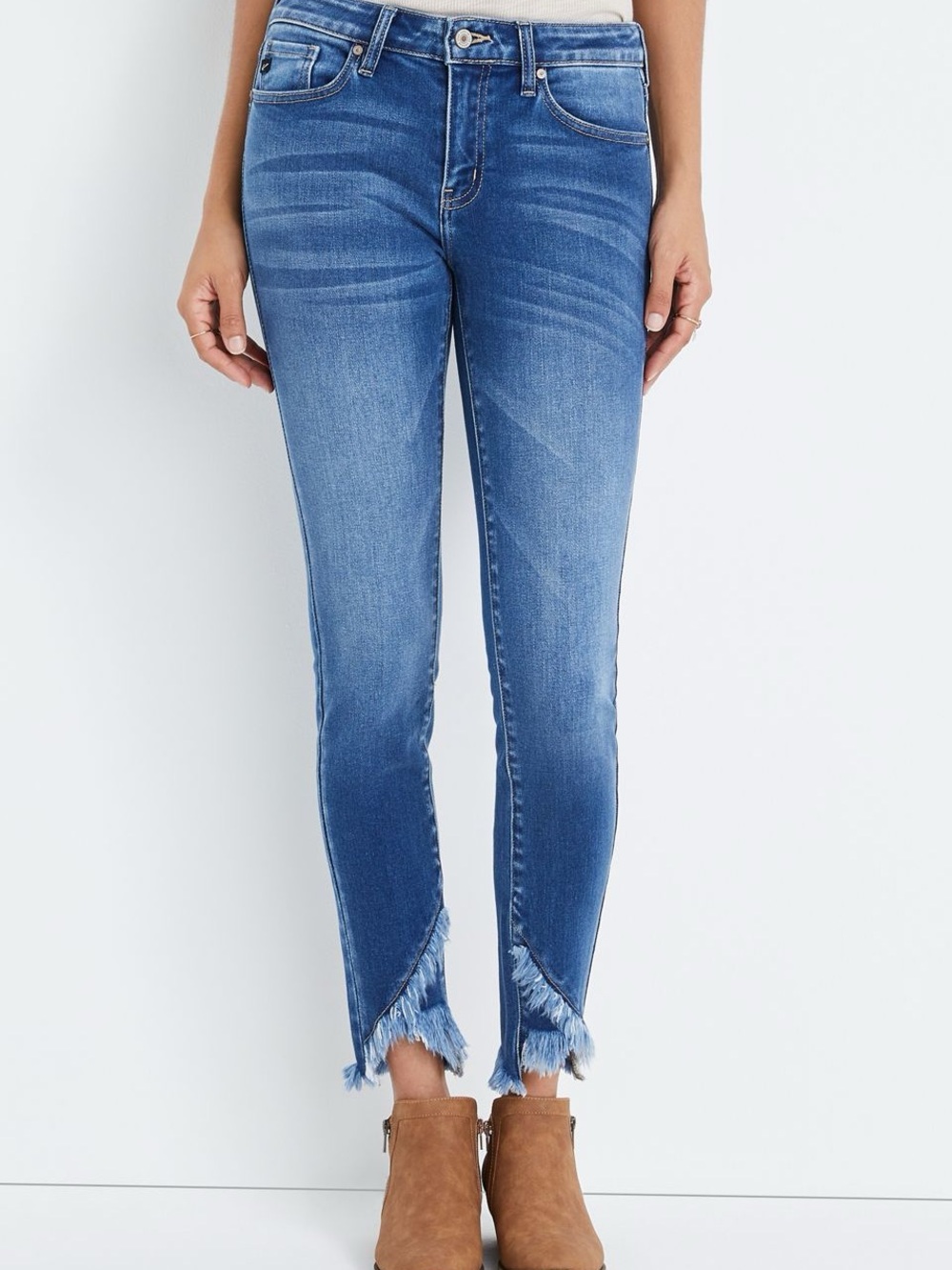 KANCAN Frayed Tulip Step-Hem Skinny Ankle Jeans Size 18 - Picture 1 of 11